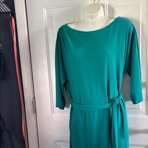 Ann Taylor Green Sheath Dress with Bateau Neckline